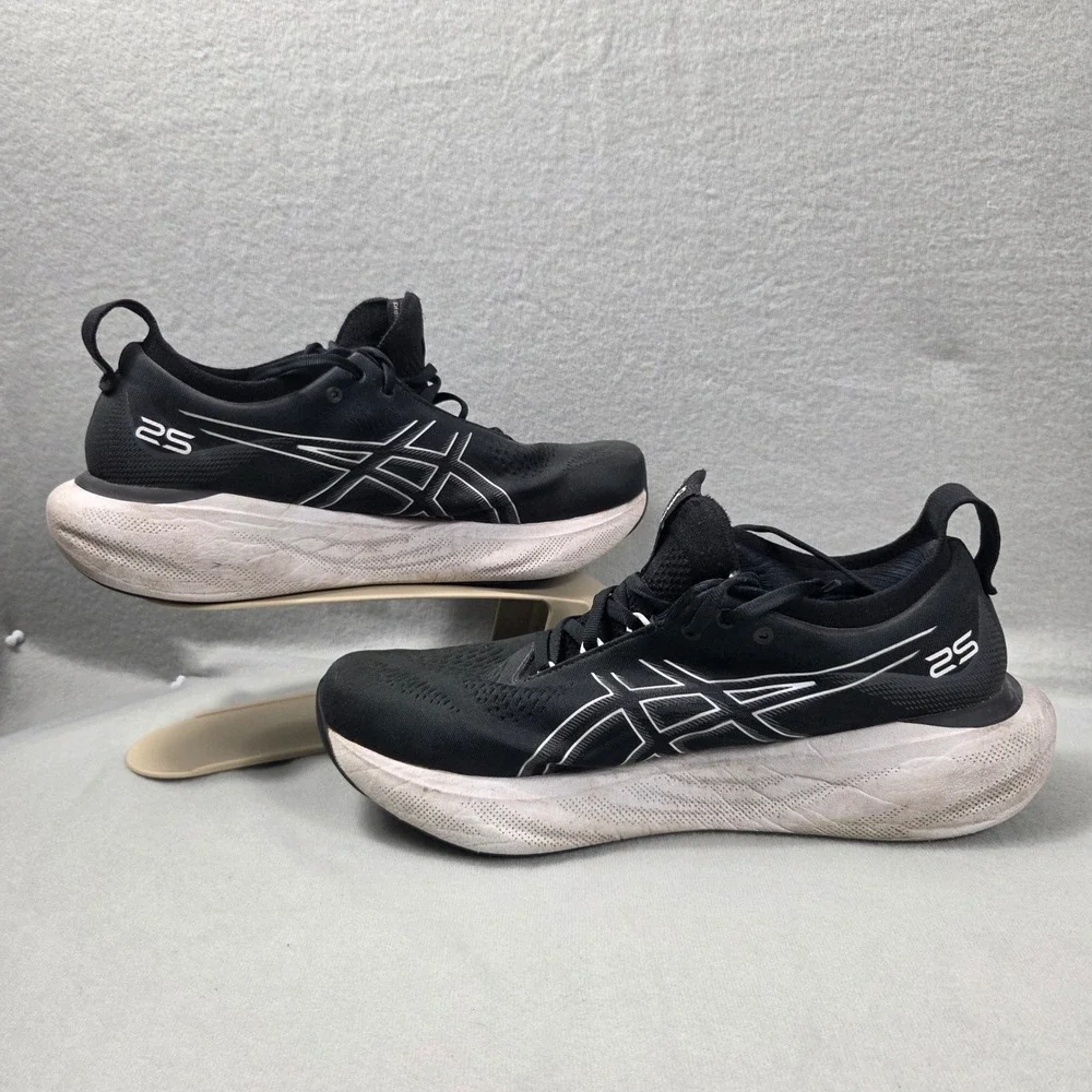 Asics Gel-Nimbus 25 Black White Extra Wide 4E Running Shoes 1011B618 Mens 10.5